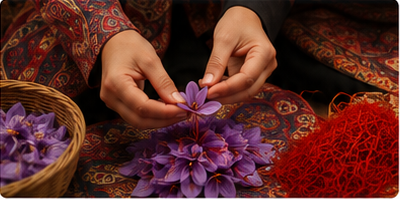 برداشت دستی گل زعفران