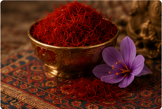 کاسه زعفران و گل بنفش